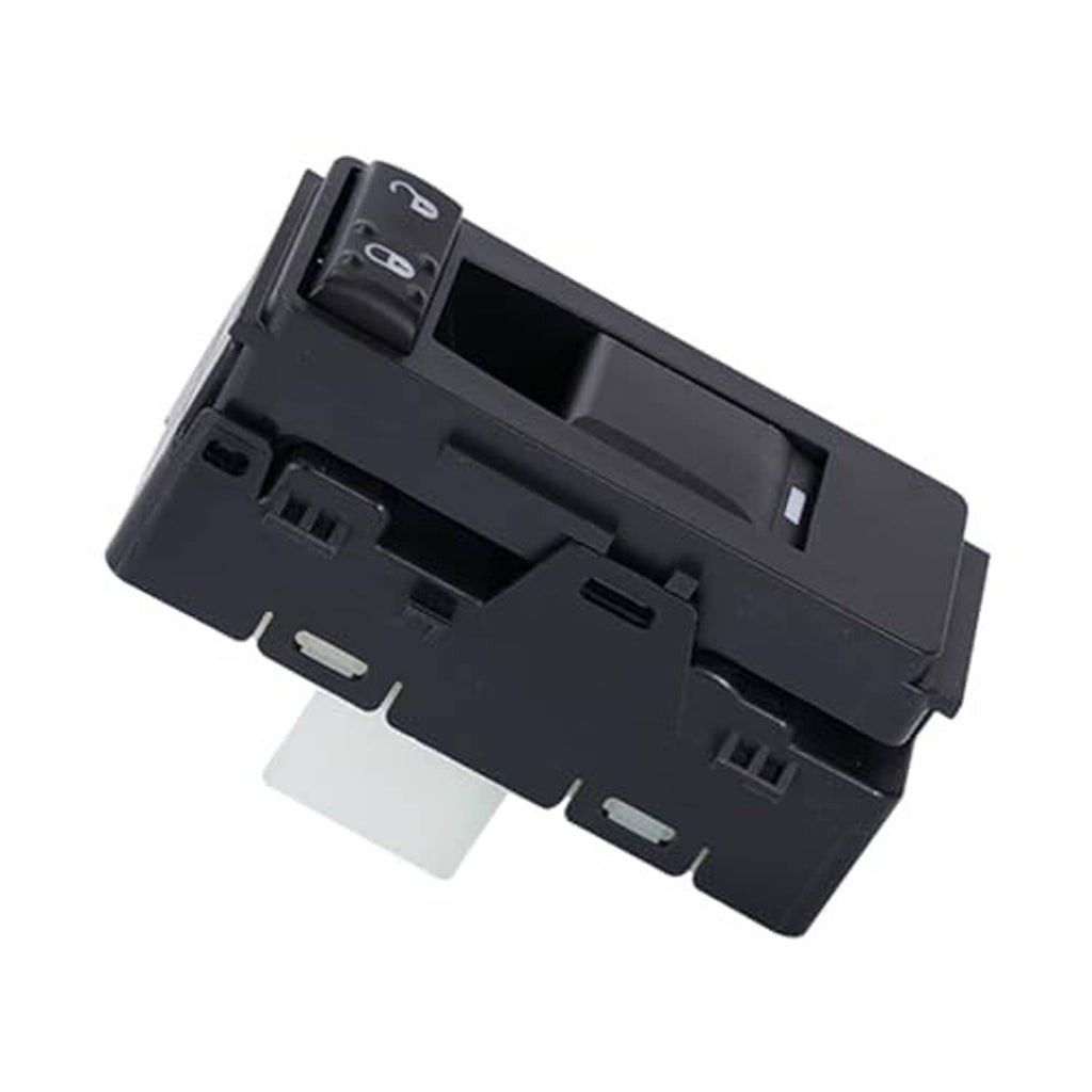 Power window switch assembly with black bezel and rocker button icons