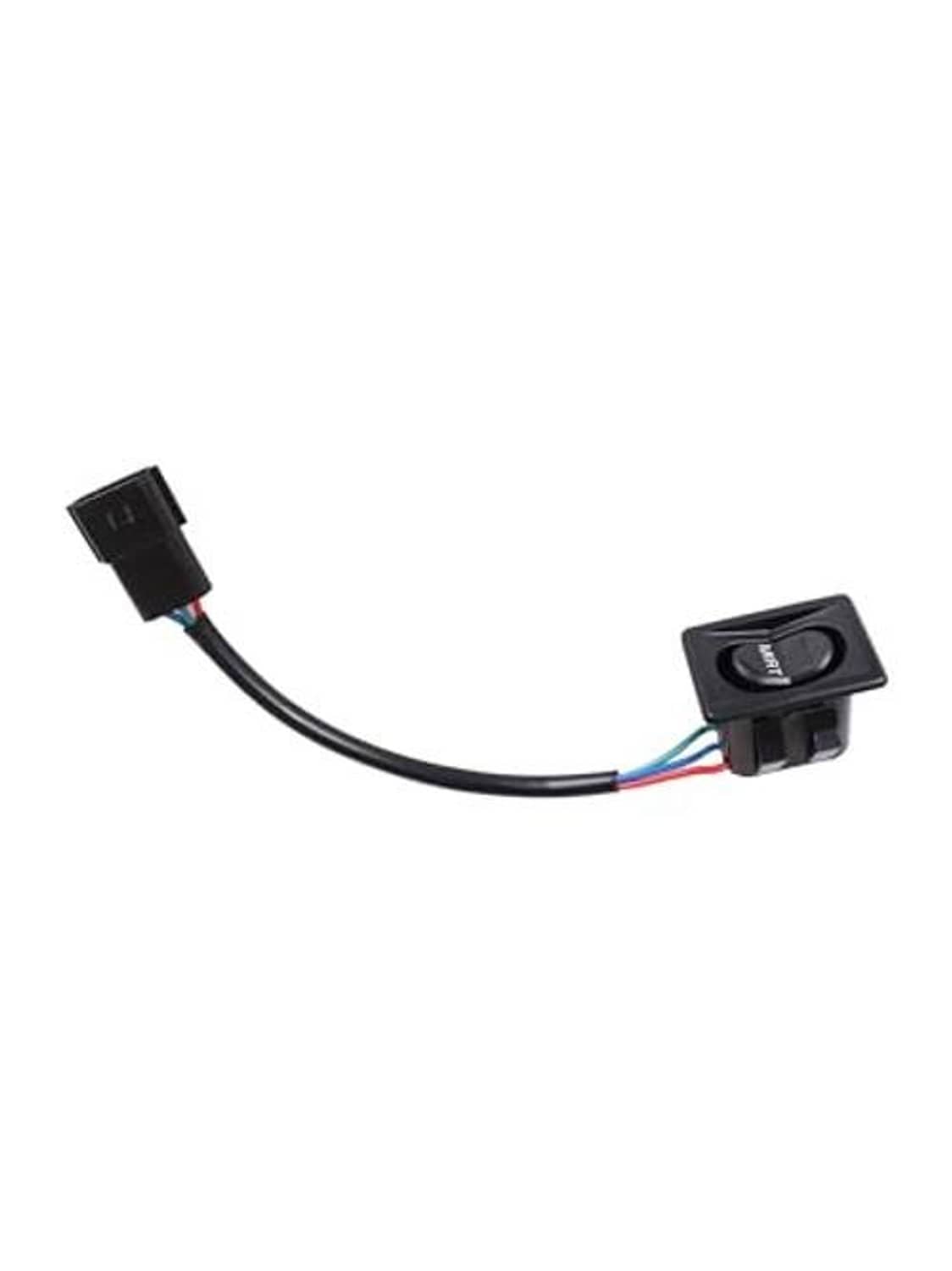 Black wiring harness with small rectangular connector and plug end