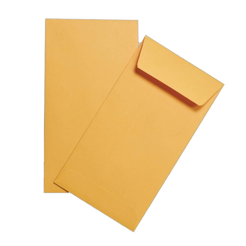 Brown paper coin envelopes with gummed flap, two envelopes shown