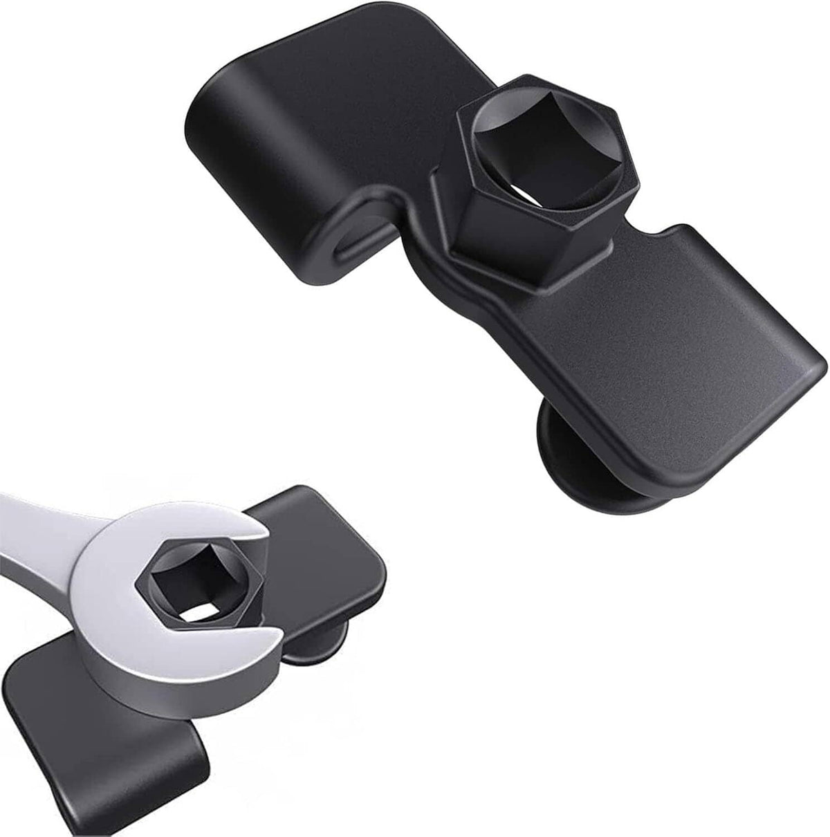 Wrench extender with black finish and 1/2-inch hex drive socket, close-up