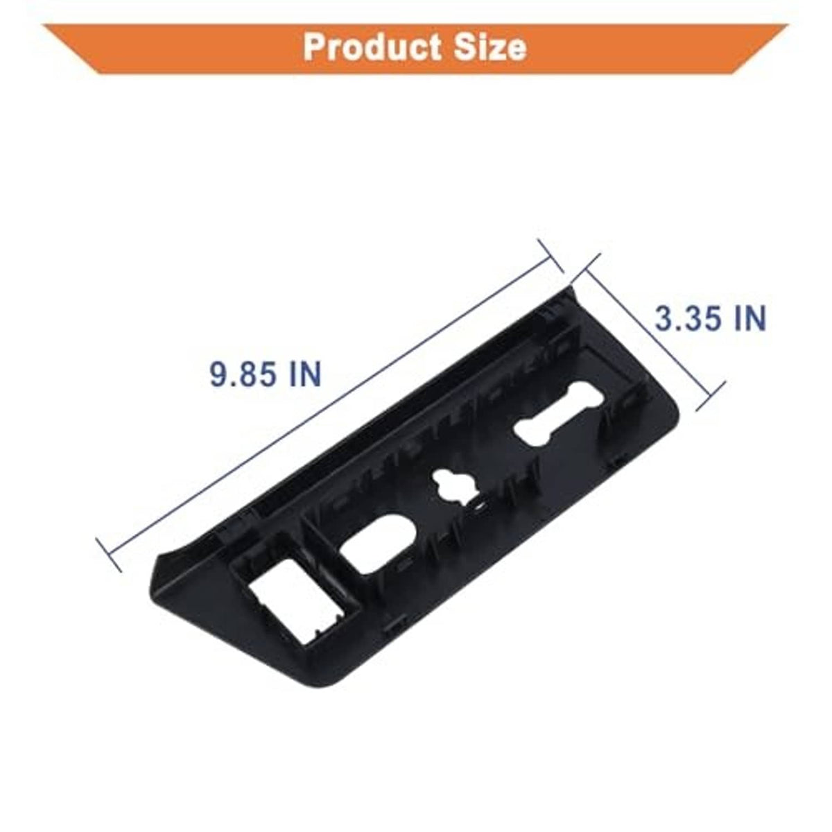Black seat switch housing bezel with molded interior and four mounting openings