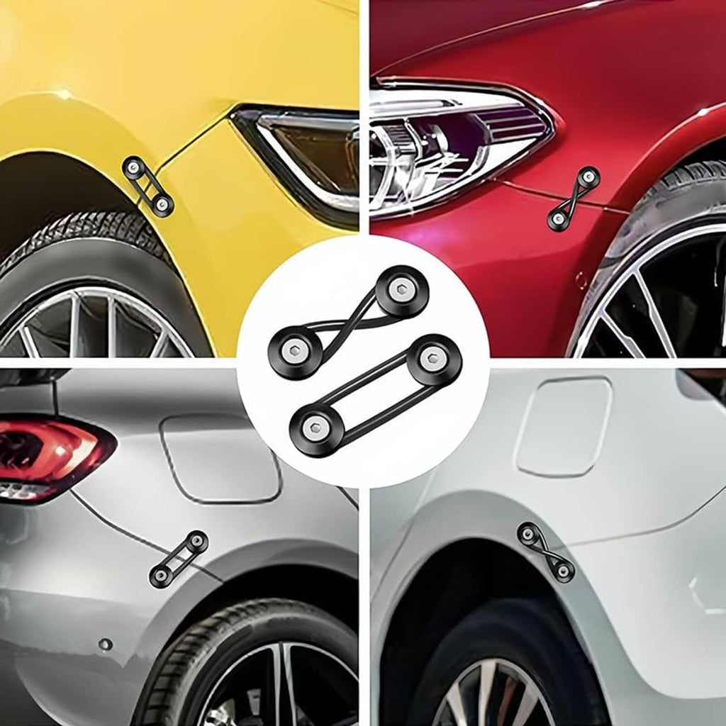 Black bumper quick-release clips installed on car body near front fender mounting points
