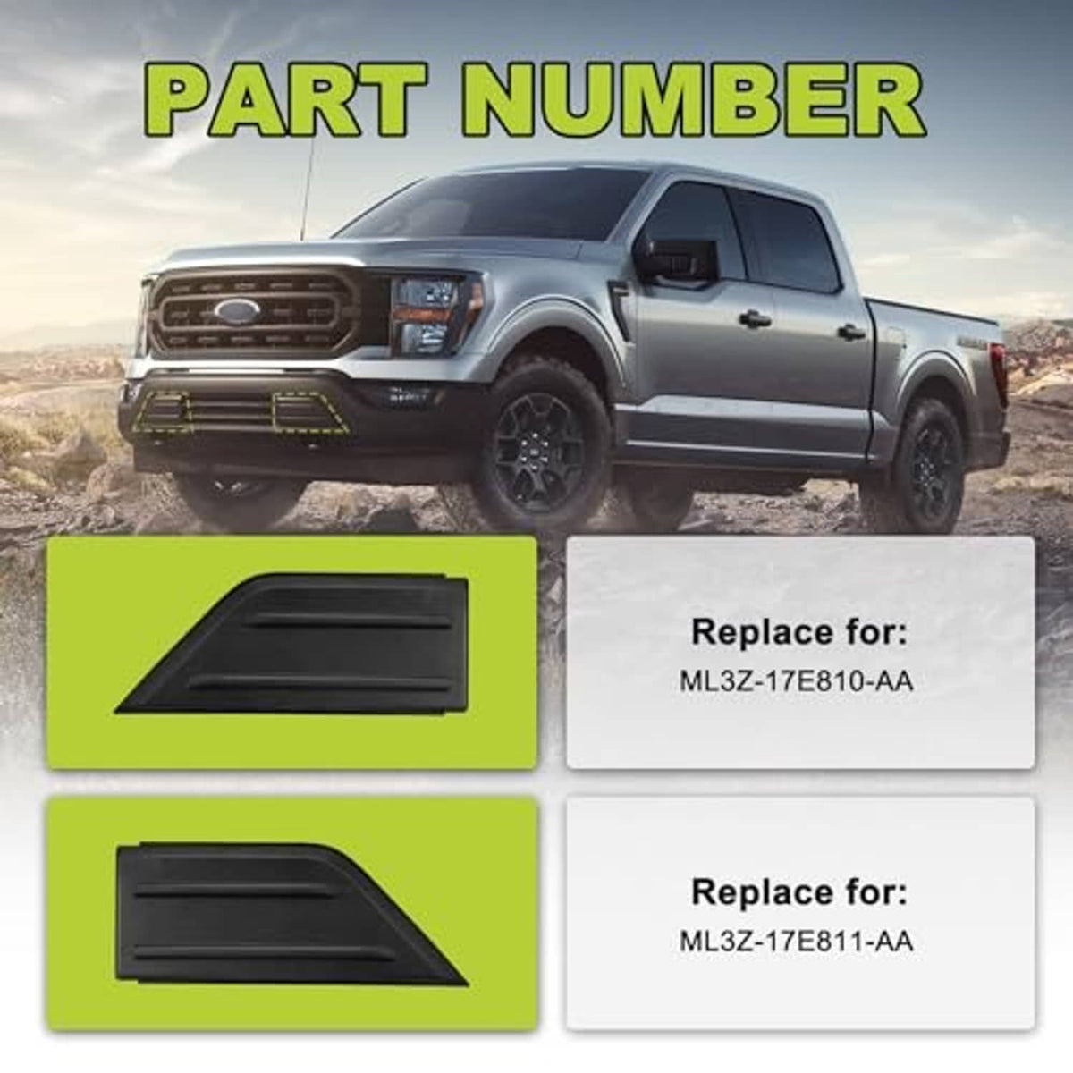 Black bumper guard cover insert panel for front bumper repair