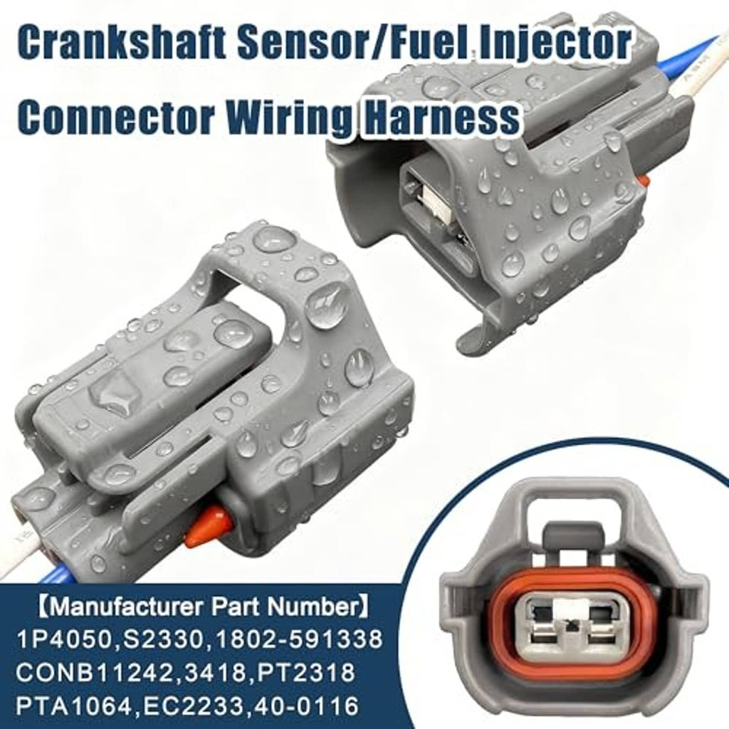 Crankshaft sensor/fuel injector connector wiring harness with gray connectors and blue leads