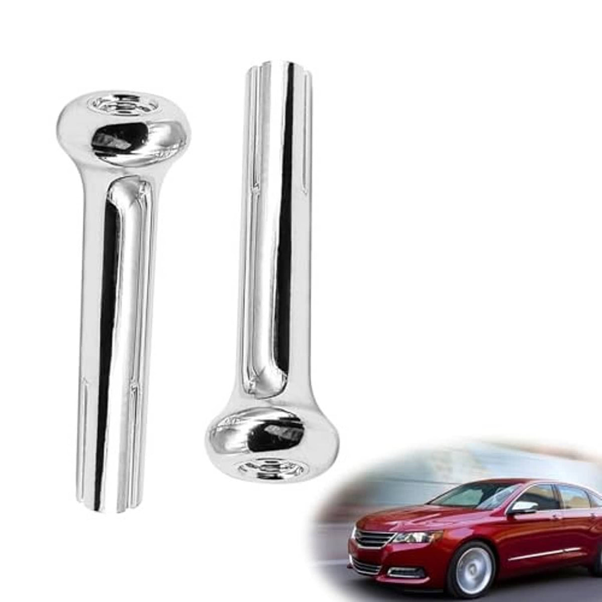 Chrome door lock knobs set of 2, long stems, round end caps with keyhole opening