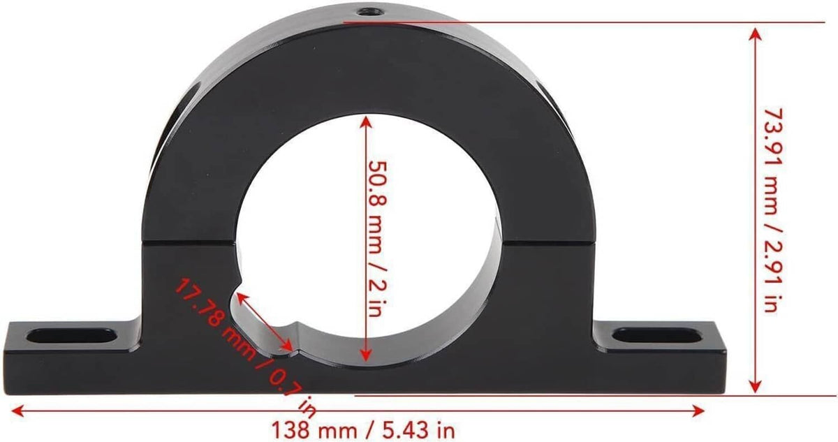 Black U-shaped steering column support bracket with center opening and side mounting tabs.