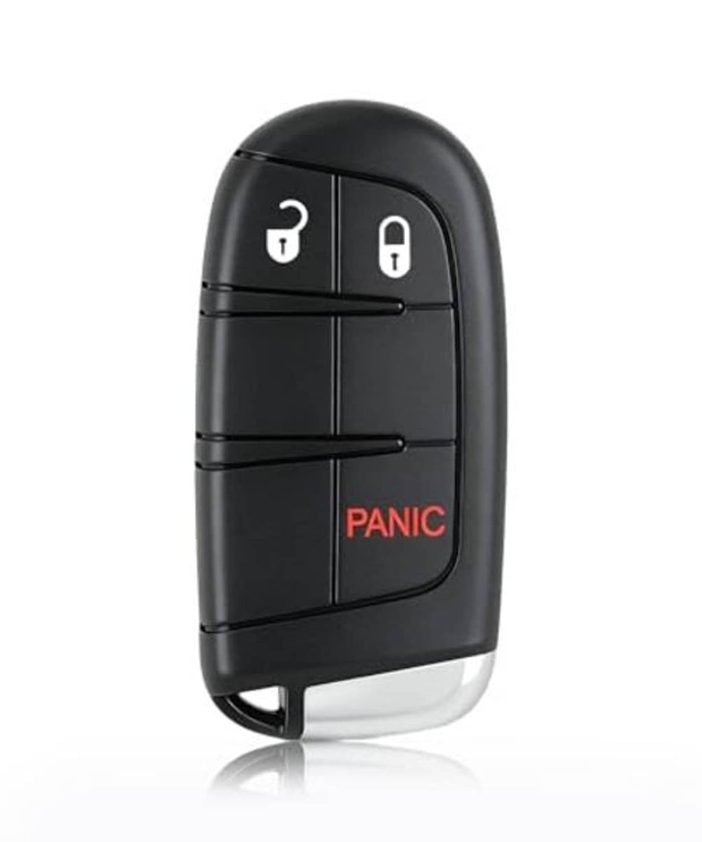 Black 3-button proximity key fob with red PANIC button on the front