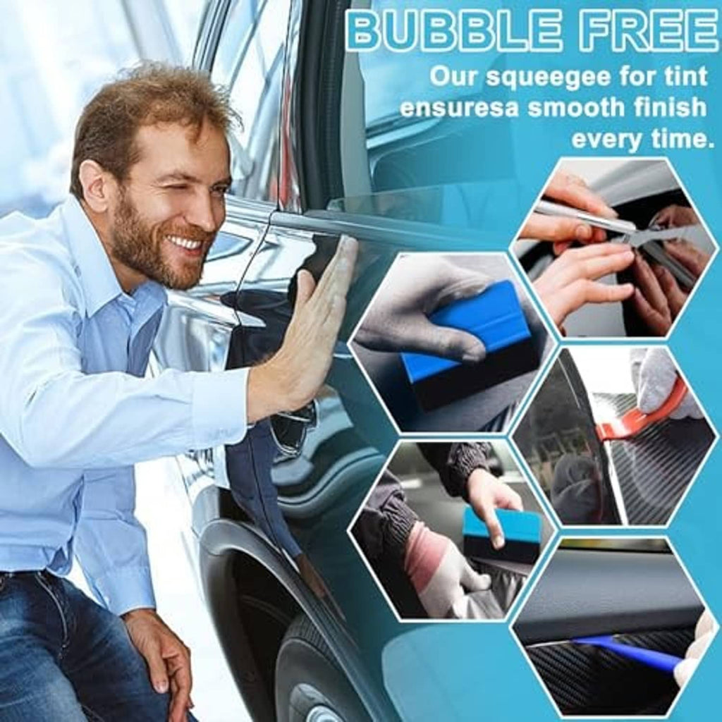 Squeegee tint application tool kit for bubble-free window film installation