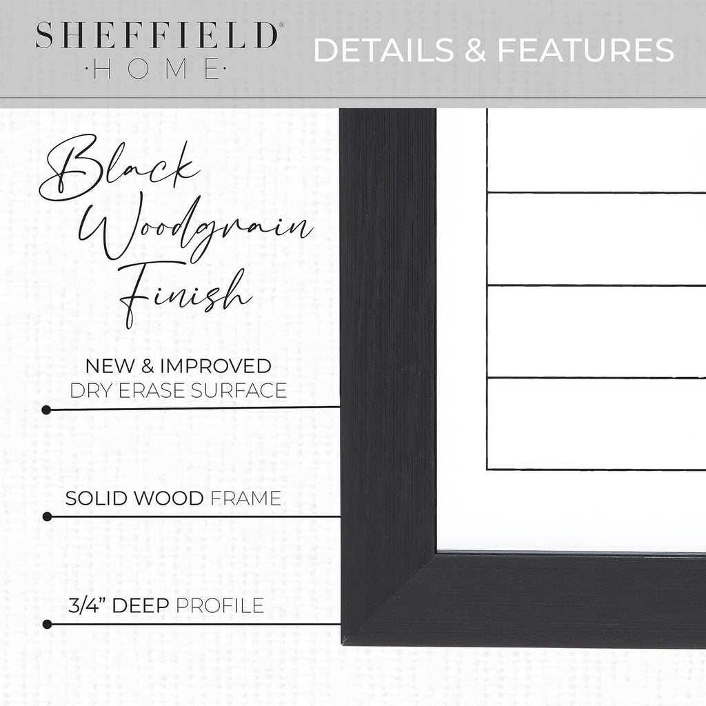 Black woodgrain solid-wood framed dry-erase board, 3/4 in deep profile