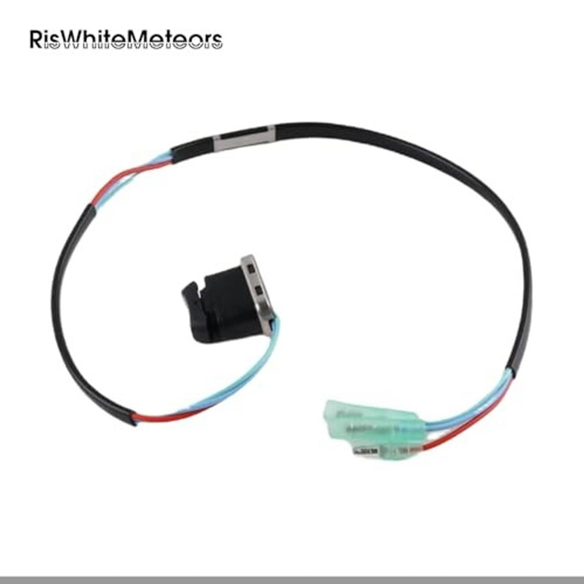 Black wiring harness with tilt switch module and green connector plug