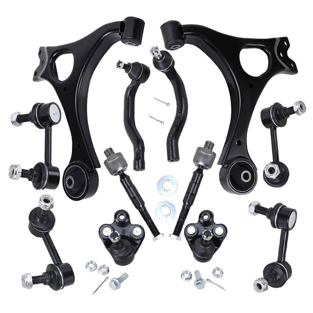 Front suspension kit: control arms, ball joints, and tie rods with mounting hardware