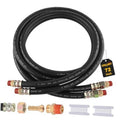 Set of two black air brake hoses with brass fittings and 72 in length tag