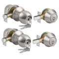 Satin nickel keyed-alike door knob and deadbolt lockset with keys