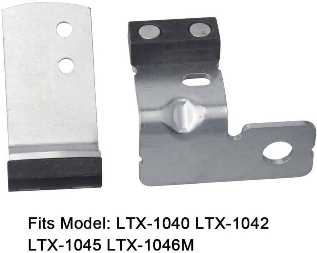 Metal deck brake bracket with two holes and black rubber contact block