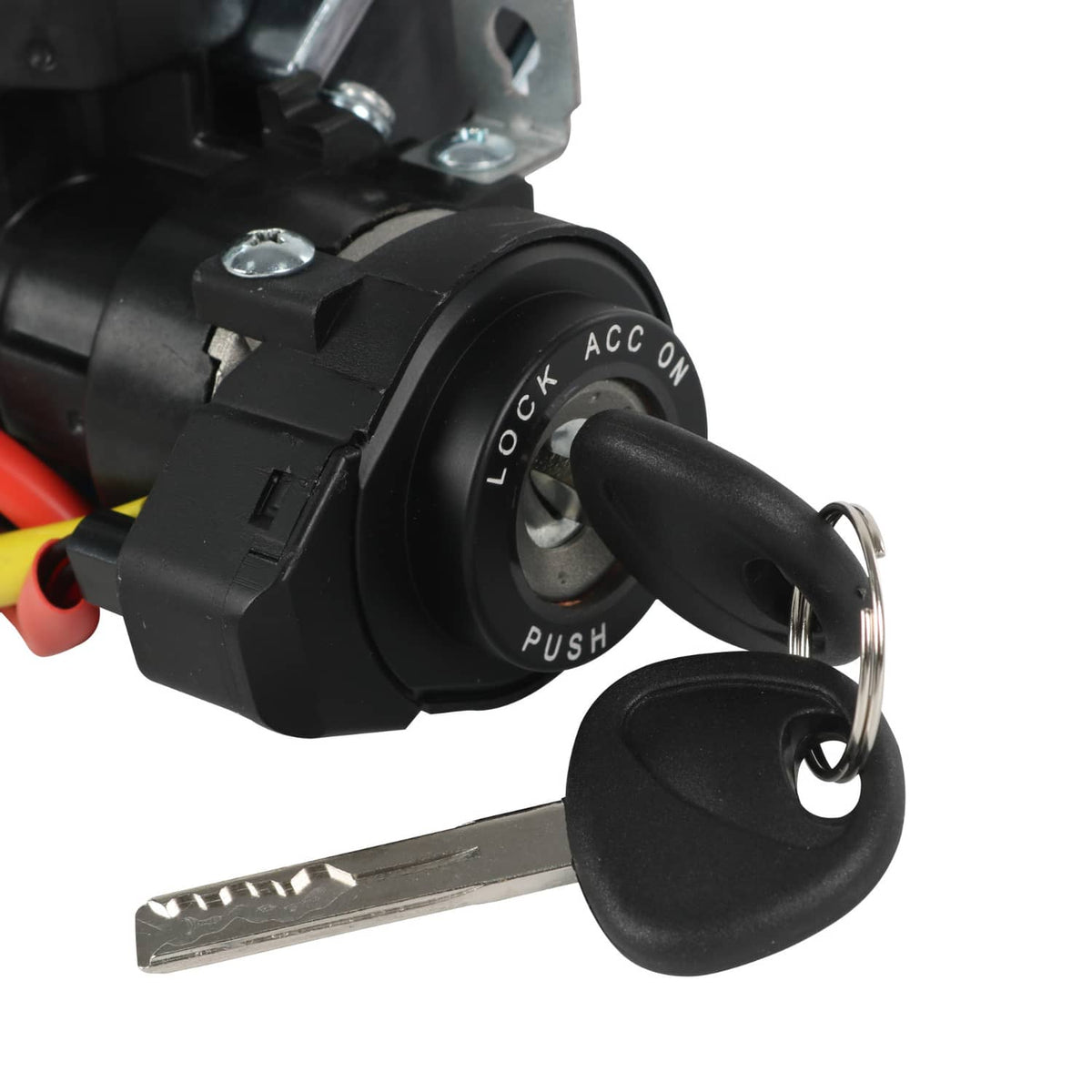 Black ignition switch cylinder with key and OFF/ACC/ON/START positions