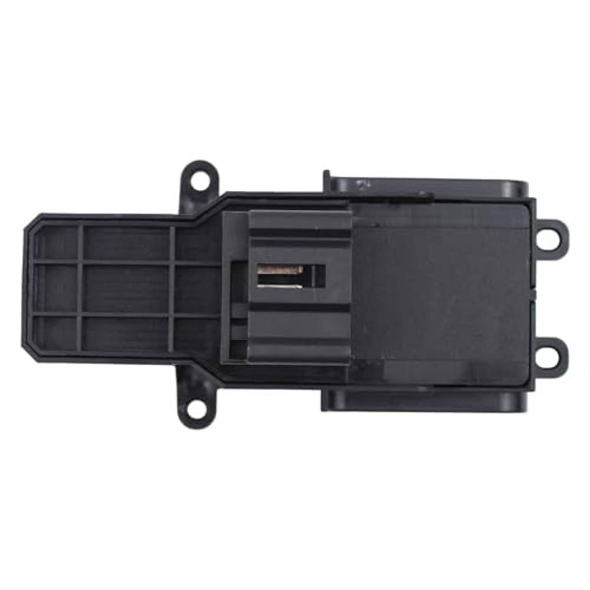 Power window switch back side with exposed connector, black plastic housing