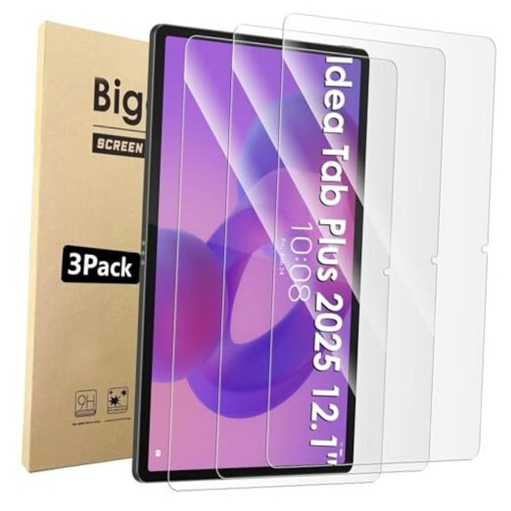 3-pack tablet screen protectors, clear tempered glass for Lenovo Idea Tab Plus