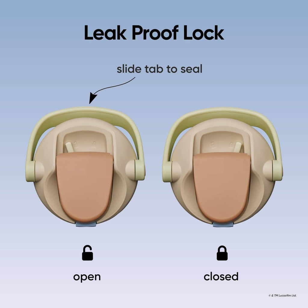 Owala FreeSip water bottle lid with leak-proof lock, open and closed views