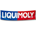Liquid Moly banner flag in blue and red with grommets, stretched flat