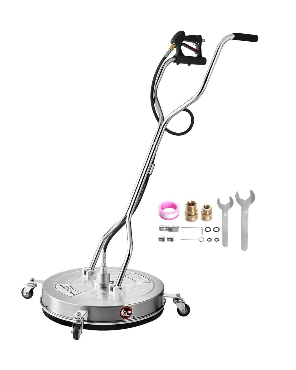 Uimoso 24 in pressure washer surface cleaner with 4 wheels and dual handle, stainless steel