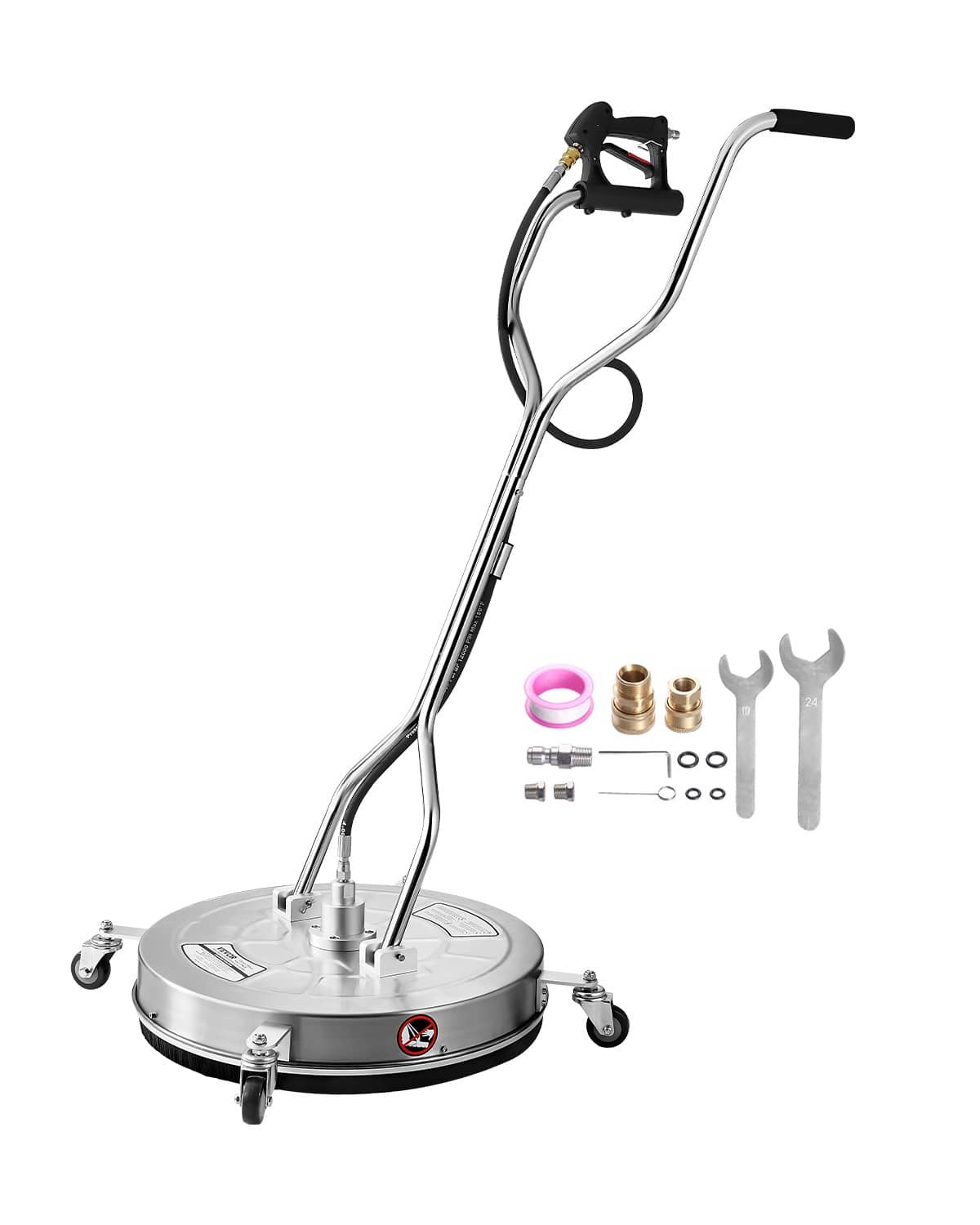 Uimoso 24 in pressure washer surface cleaner with 4 wheels and dual handle, stainless steel