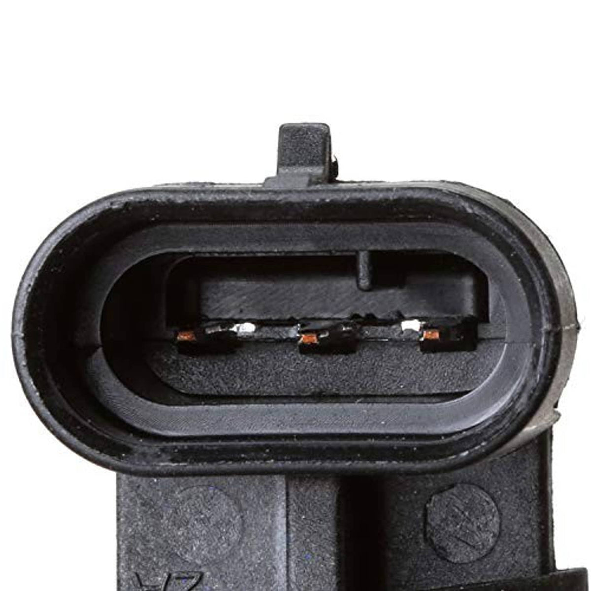 Engine crankshaft position sensor connector end view with internal pins visible