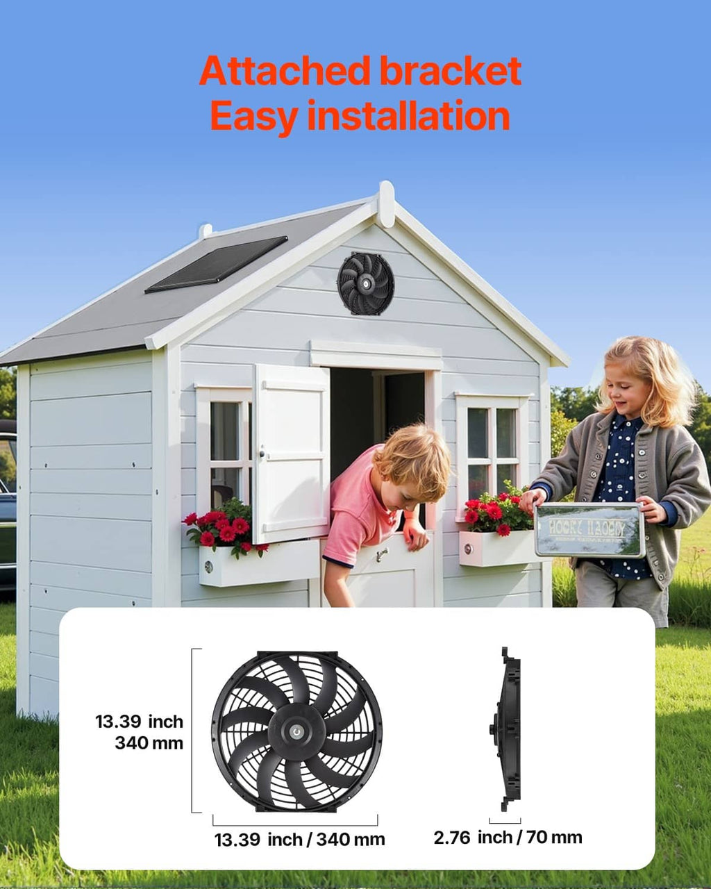 Gable-mount bracket with attic exhaust fan for easy installation on roof peak