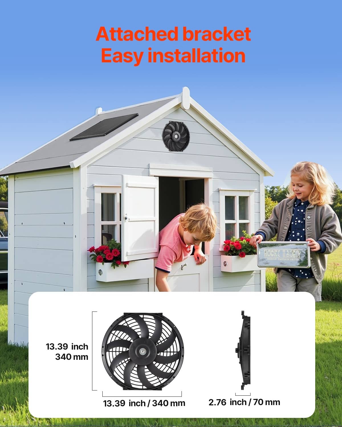 Gable-mount bracket with attic exhaust fan for easy installation on roof peak