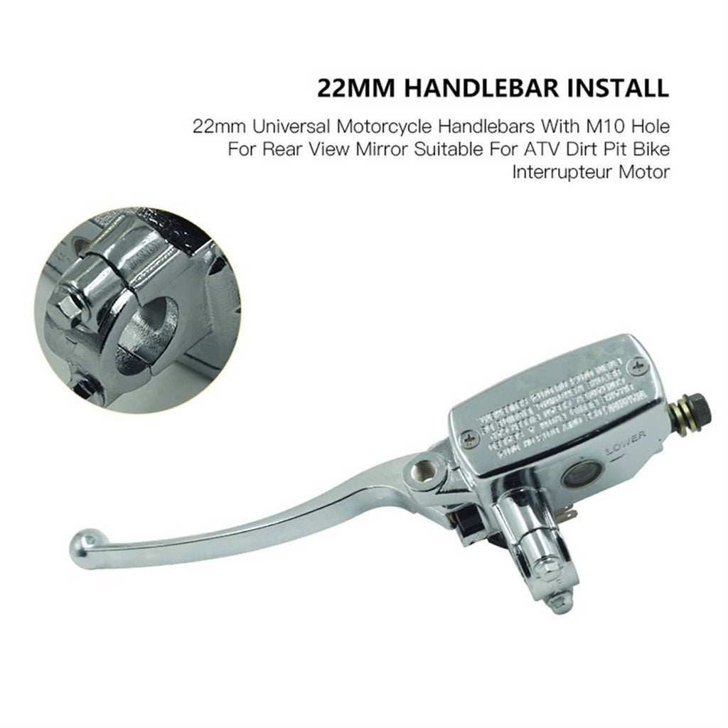 Chrome 22mm handlebar hydraulic master cylinder lever with curved arm and end fitting