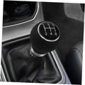 Black 5-speed gear shift knob with silver ring, perforated grip, shift positions 1-5/R
