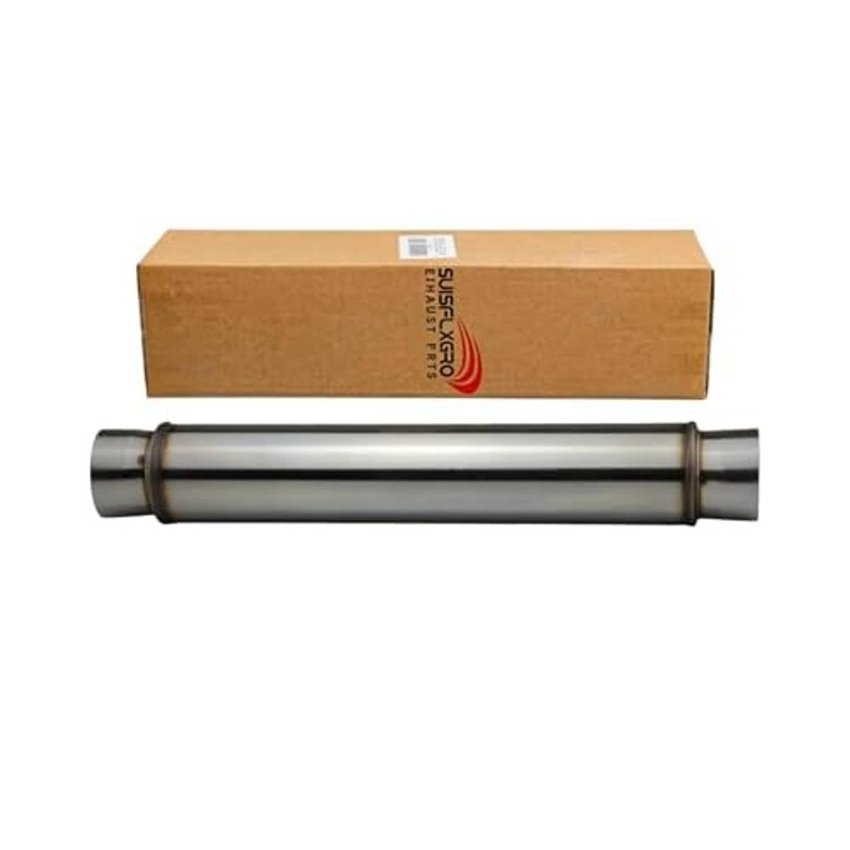 Stainless steel exhaust resonator muffler with cylindrical housing and flared end openings