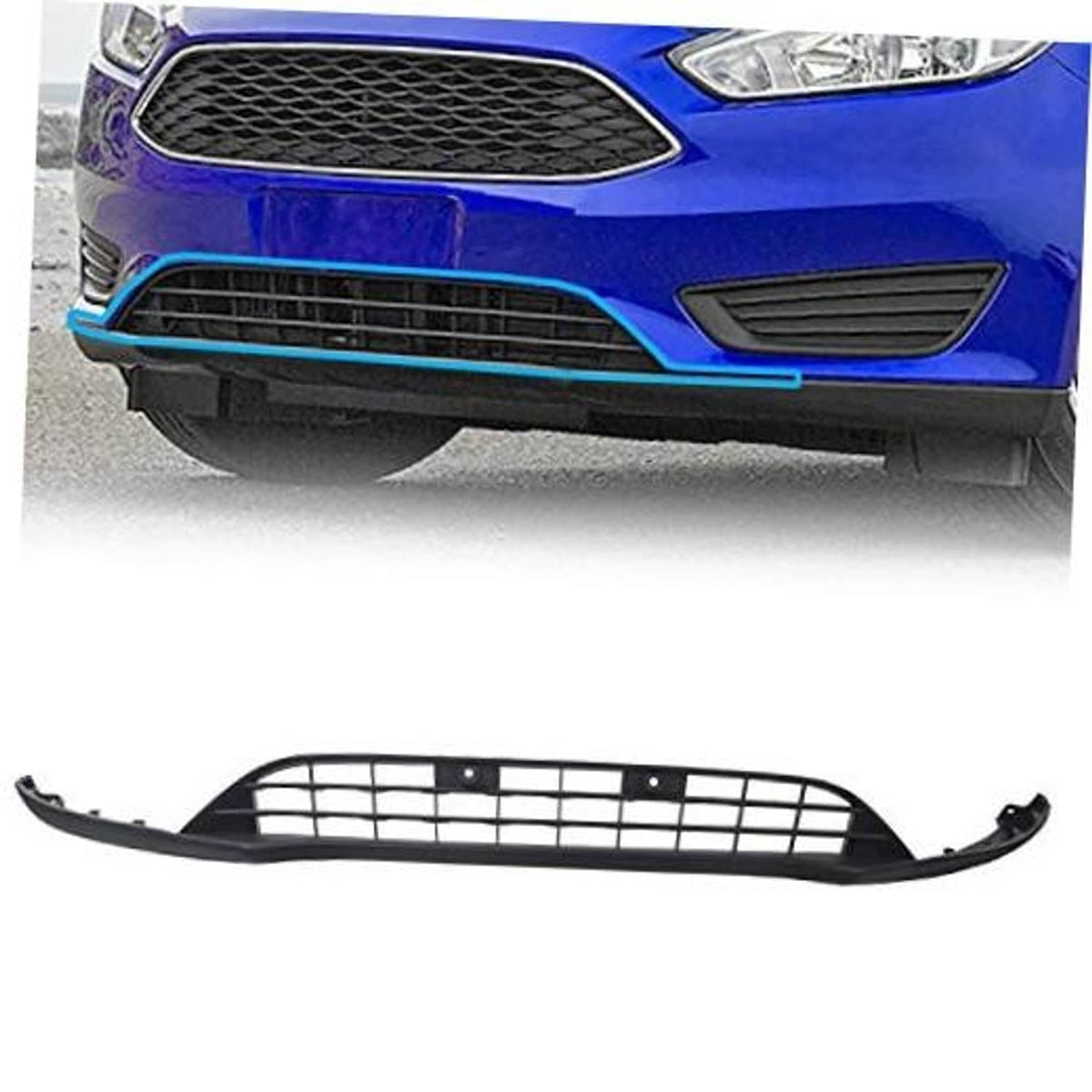 Front bumper lower grill insert with black honeycomb grille and side vent openings