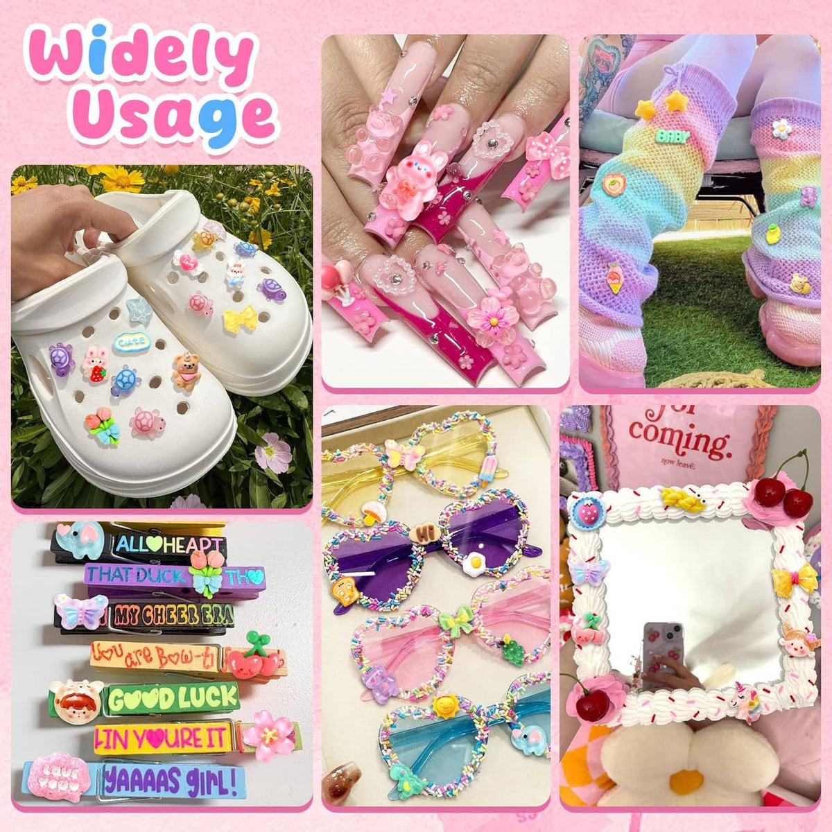 Slime charms decorating shoes, colorful jelly resin pieces for custom footwear.