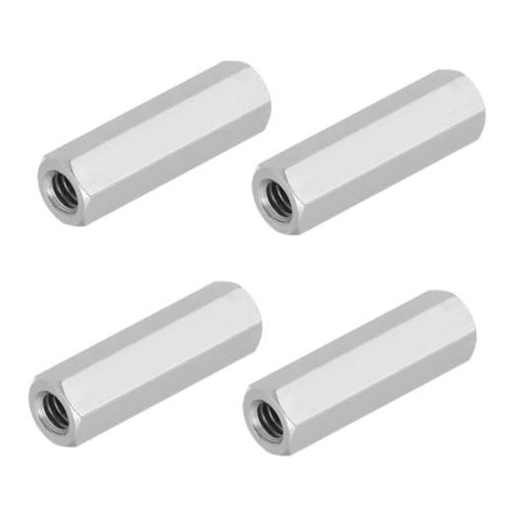 Stainless steel hex coupling nuts, four-pack with internal threaded hole