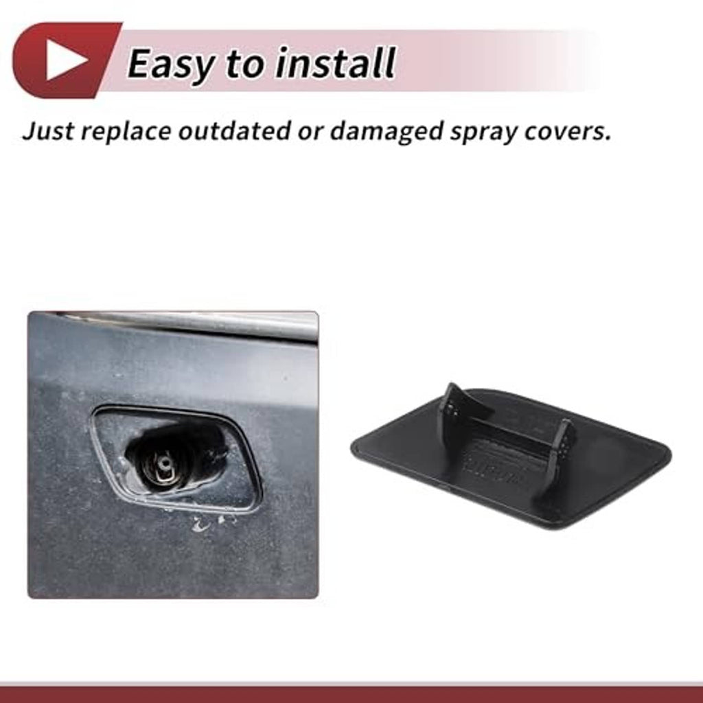 Headlight washer nozzle cover cap underside and mounting area, black
