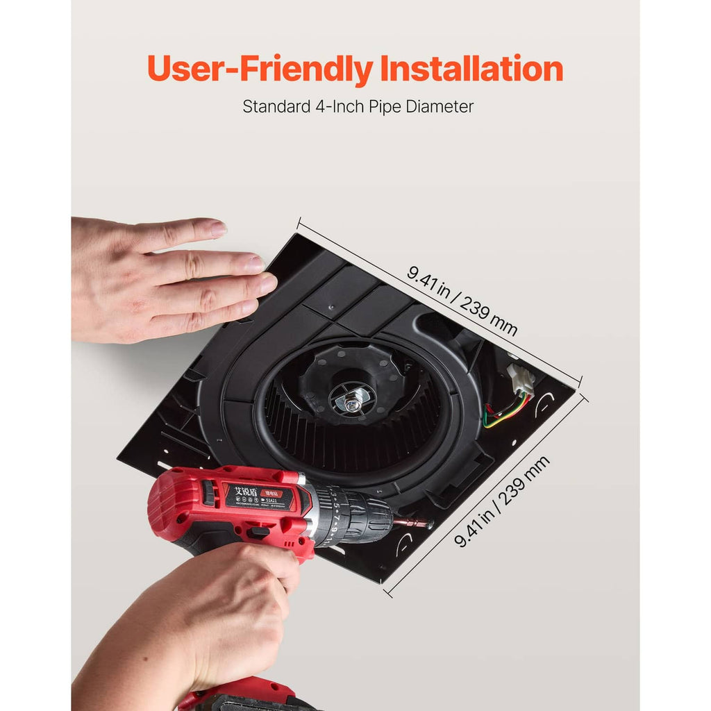 Ceiling ventilation fan showing removable black housing and internal fan motor