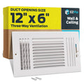 RivetOak EZ-FLO 12 x 6 Inch (Duct Opening) Air Vent Cover for 12 in. x 6 in., White