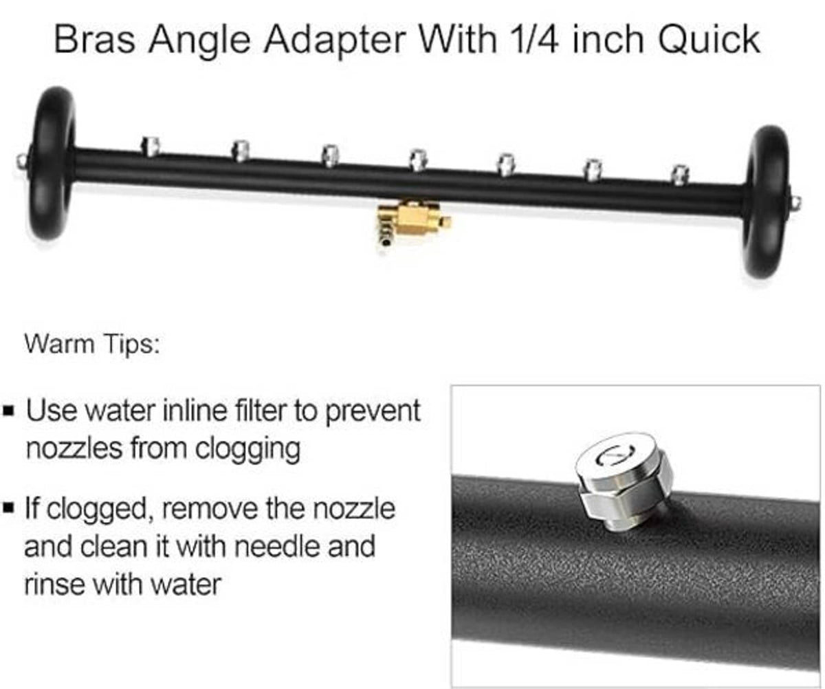 Brass angle adapter undercarriage cleaner wand with 1/4 inch quick connector