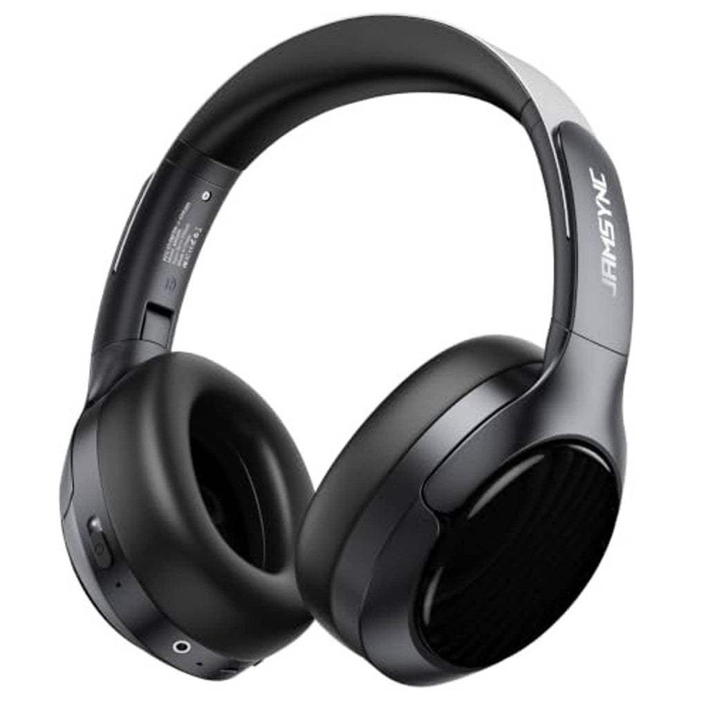 Black over-ear wireless headphones with cushioned ear cups, front view