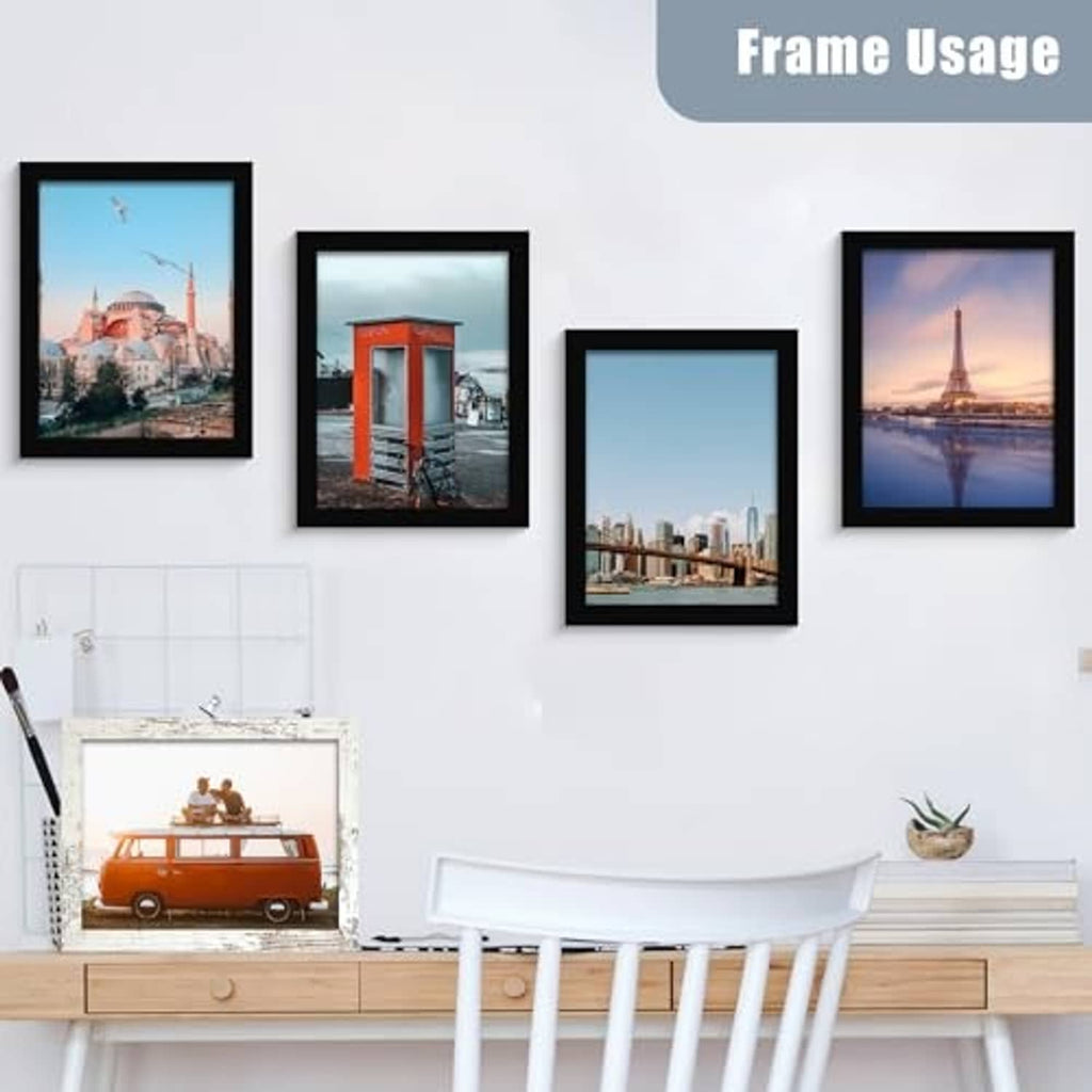 Six black wall photo frames arranged in a gallery grid, 8x10 size