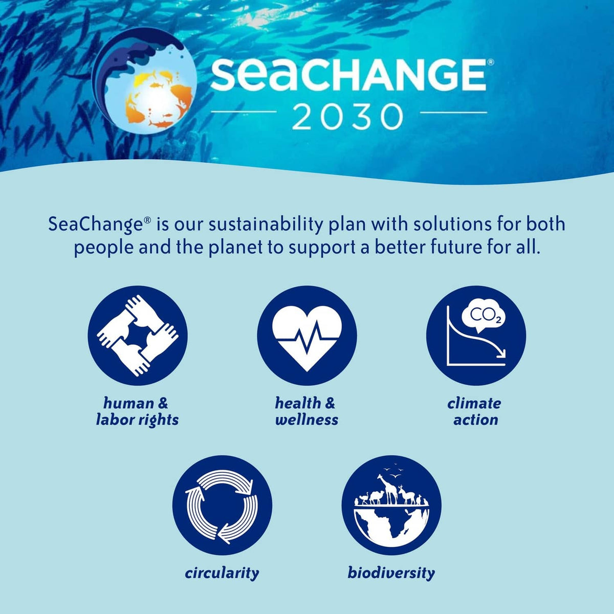 SeaChange sustainability icons poster for Chicken of the Sea seafood