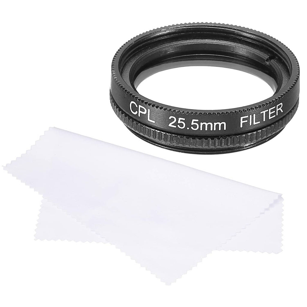 Black CPL 25.5mm filter ring with included microfiber cleaning cloth
