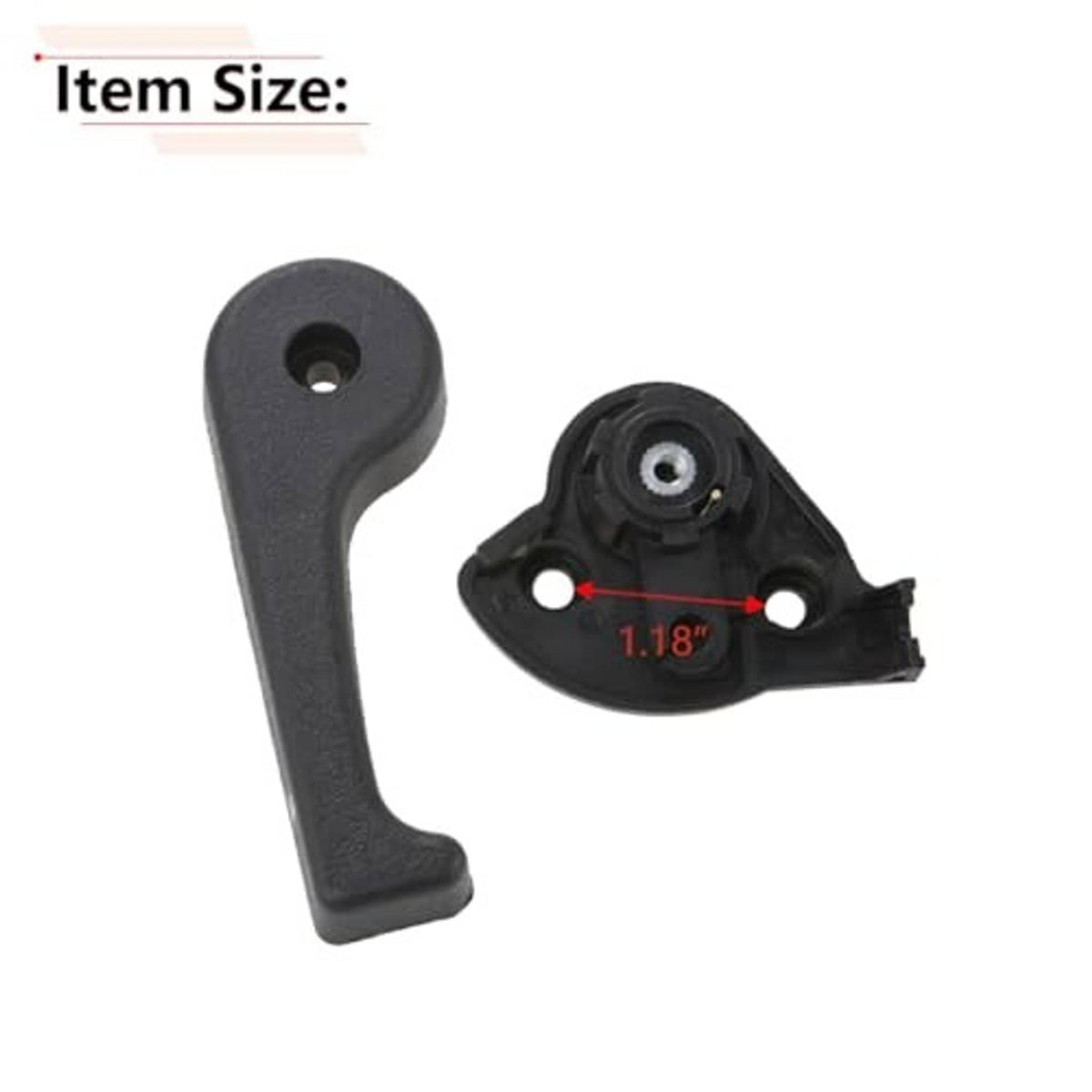 Black hood latch release handle and latch bracket with size indicator