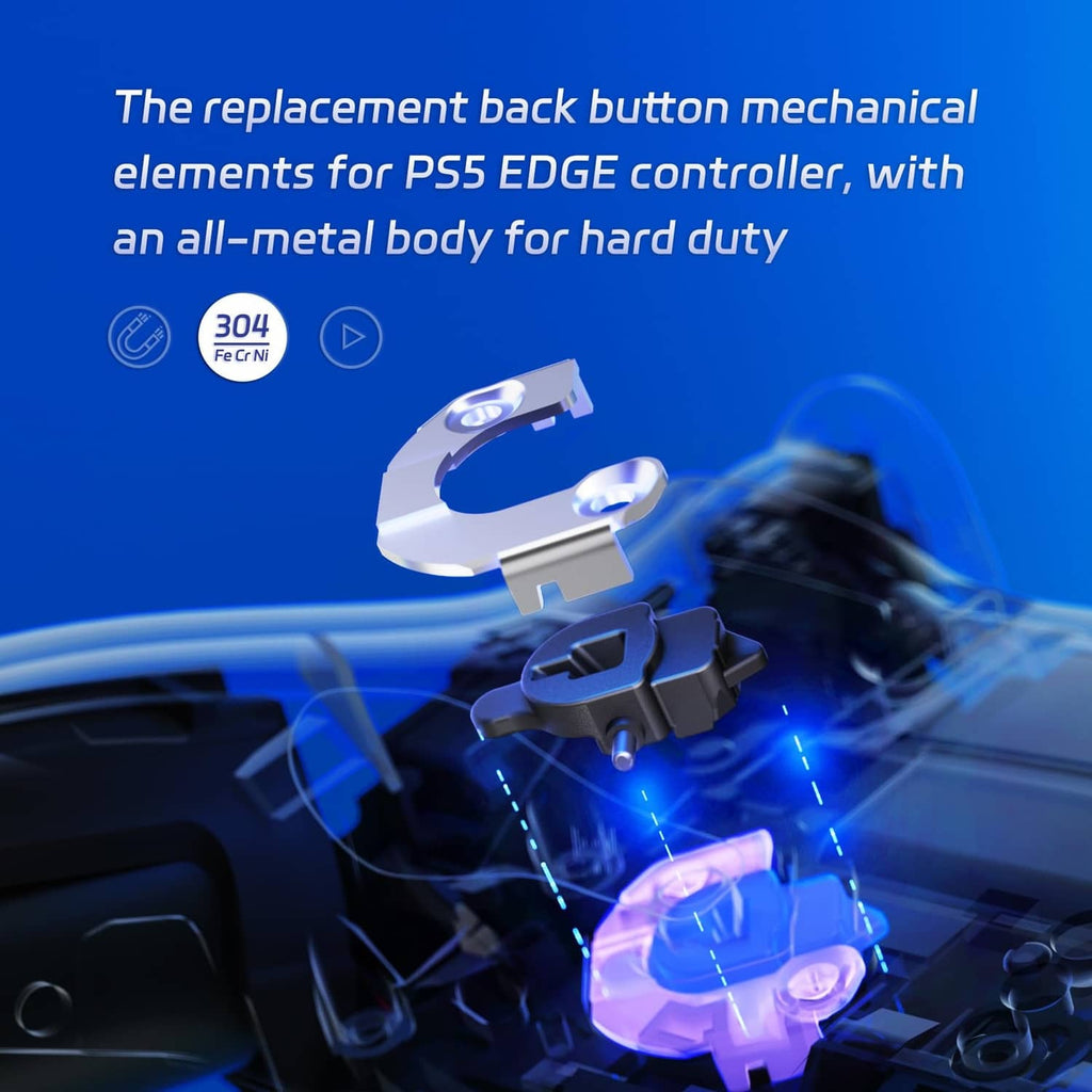 PS5 Edge replacement back button mechanical module with metal housing, controller back close-up