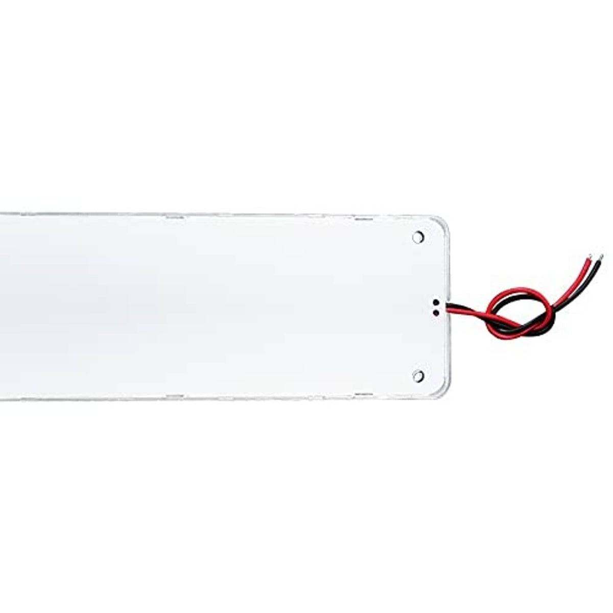 COB LED light bar backing plate with screw holes and red/black wire leads