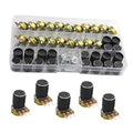 20-pack linear taper rotary potentiometers with knurled shafts, black knobs, pin terminals