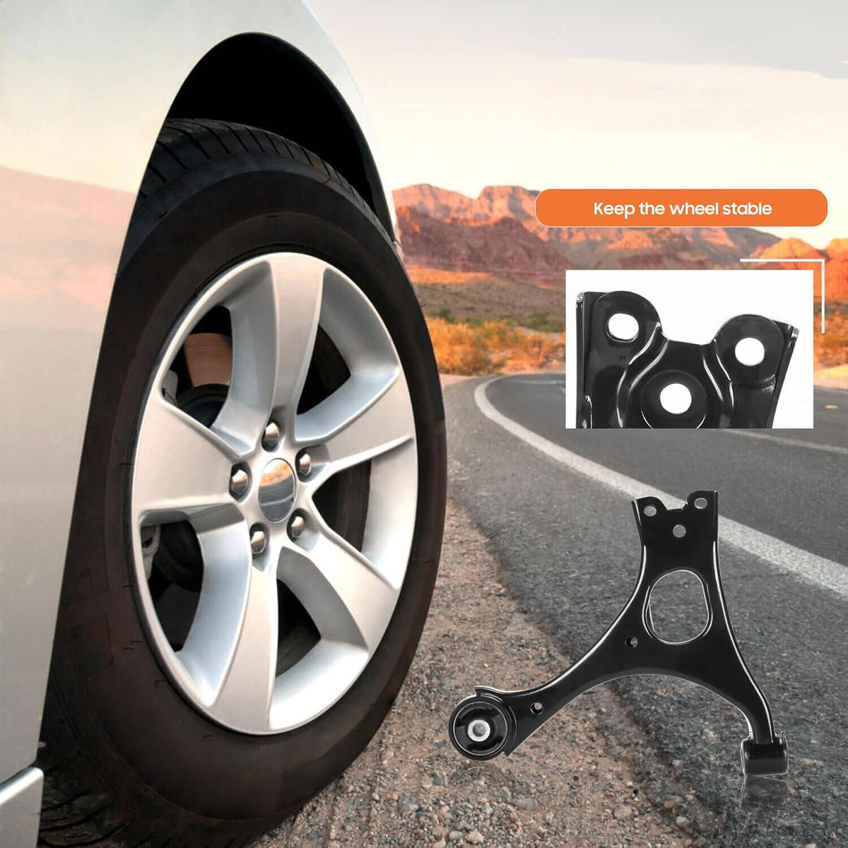 Front lower control arm assembly with bushing, ball joint, and mounting bracket