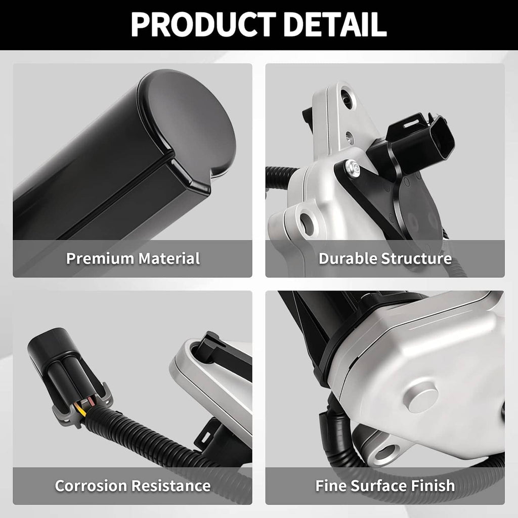 Transfer case shift motor actuator, close-up details of black housing and wiring