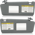 Gray sun visor pair with rectangular mirror openings and mounting clips.