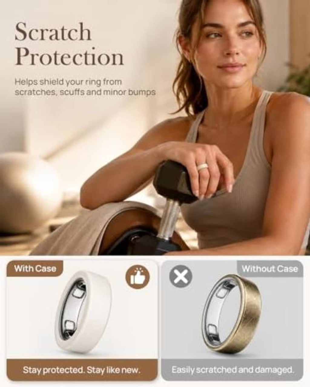 White silicone ring cover with opening, shown with matching protective case